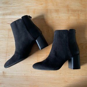 Faux-Suede/Faux-Leather Block-Heel Boot Size 6